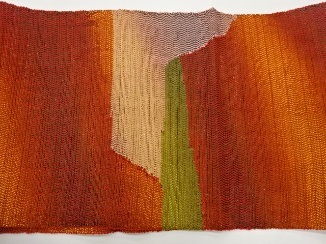  紙布抽象模様織出し夏用名古屋帯